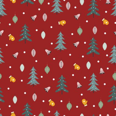 Her zaman kutsal, neşeli, kusursuz yüzey deseni. Xmas süslemelerinin mükemmel düzenlemeleri. Noel tekrarı dokusu