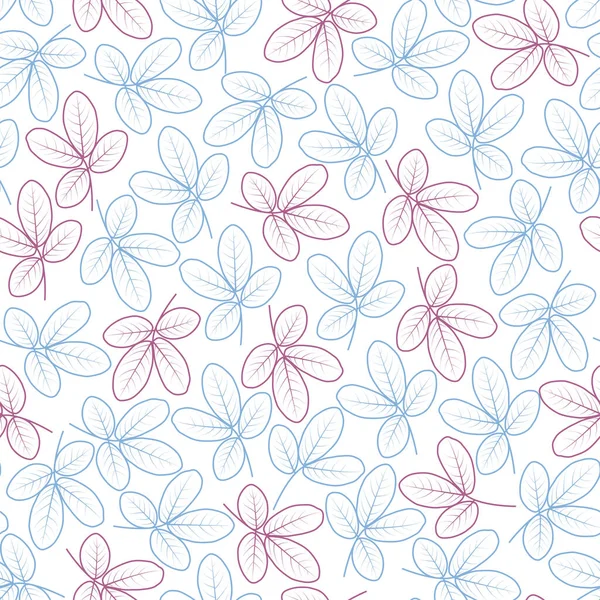 Impression Allover Motif Floral Surface Sans Couture Feuilles Bleues Violettes — Image vectorielle