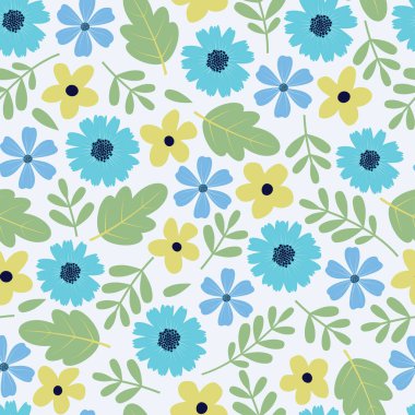 Her zaman çiçek desenli, pürüzsüz yüzey desenli tasarım. Kır çiçeklerine ve yapraklara basan estetik skandal deseni.