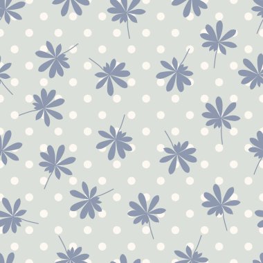 Palmiye yaprakları ve benekli noktalardan oluşan zarif çiçek desenleri. Estetik yaprak tekrarlanan desenli kompozit kaplama arka planı