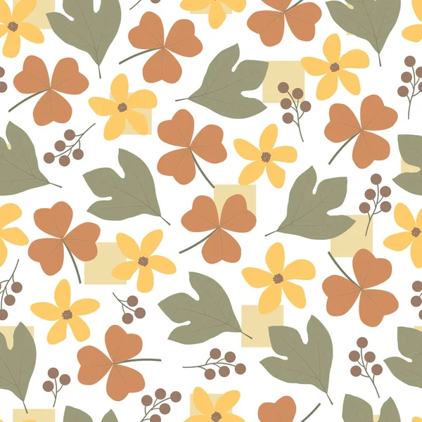 Exquisite Florale Nahtlose Muster Aus Skandinaviblüten Und Blättern Wunderlich Blumiges — Stockvektor