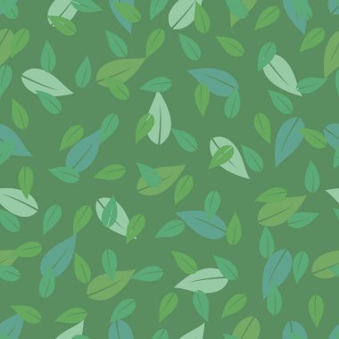 Çok renkli bahar yapraklarının estetik, dikişsiz desenli çiçek desenli tasarımı. Zarif yeşil yeşillik desenli arka plan