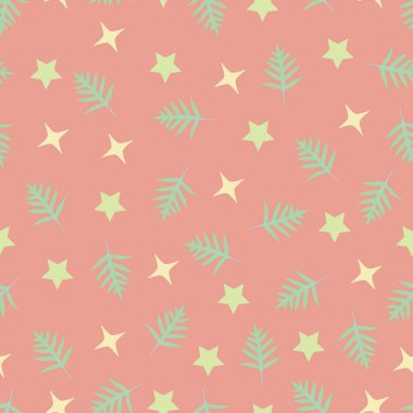 Bir demet eğreltiotu yaprağı ve yıldızlardan oluşan zarif bir çiçek aranjmanı. Enfes, pürüzsüz bir desen. Estetik gür yaprak dokusu