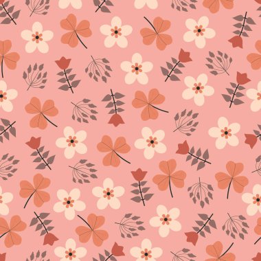 Çiçeksiz desenli. Skandi kır çiçekleri ve yonca yaprakları. Zarif yeşillik yüzeyi desenli arkaplan