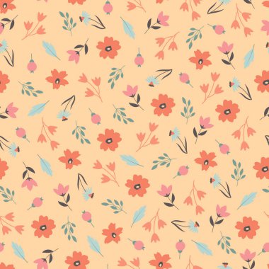 Çiçeksiz desenli. Skandi kır çiçekleri ve yapraklarının yaprakları. Estetik yüzey deseni