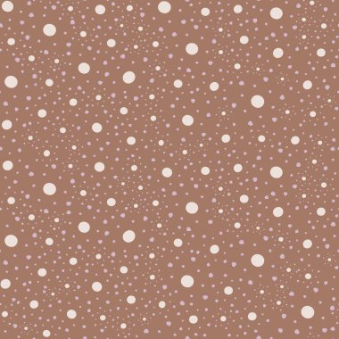 Nokta noktasız el çizimi asimetrik noktalar. Monokromatik noktaların estetik yüzey tasarımı. Kahverengi arka planda geometrik doku.