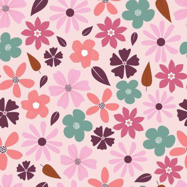 Çiçeksiz desen - İskandinav çiçek ve yapraklarının yüzey tasarımı