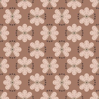 Çiçeksiz desen. Biçimlendirilmiş tek renkli çiçeklerin bohem yüzey tasarımı
