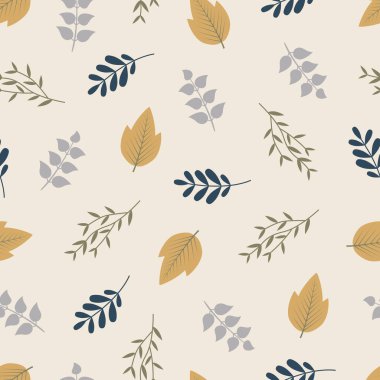 Çiçeksiz desen. Dalların ve yaprakların yaprak ve yaprak desenleri.