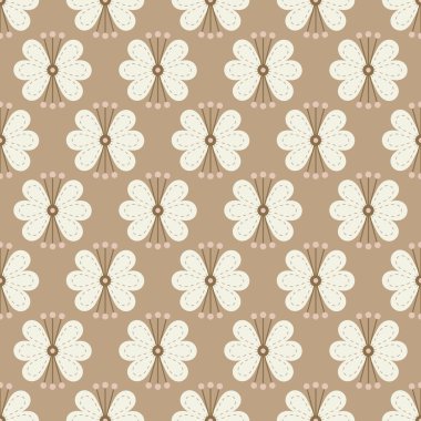 Çiçeksiz desen. Biçimlendirilmiş tek renkli çiçeklerin bohem yüzey tasarımı