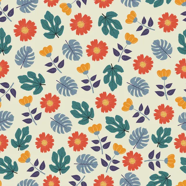 Çiçeksiz desen. Yaban çiçeklerinin, canavarların ve incir yapraklarının Millefleur yüzey tasarımı