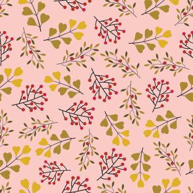 Çiçeksiz desen. Böğürtlenlerin, dalların ve yaprakların yapraklı arka planı