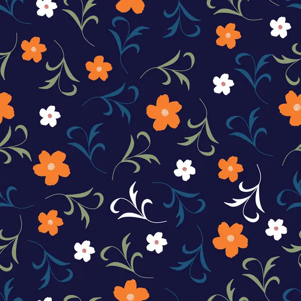 İskandinav çiçekleri kusursuz bir desen çiziyor. Sarı ve beyaz Skandi çiçek ve yapraklarının çiçek deseni. Mavi arkaplanda allover desenli çiçek deseni. 