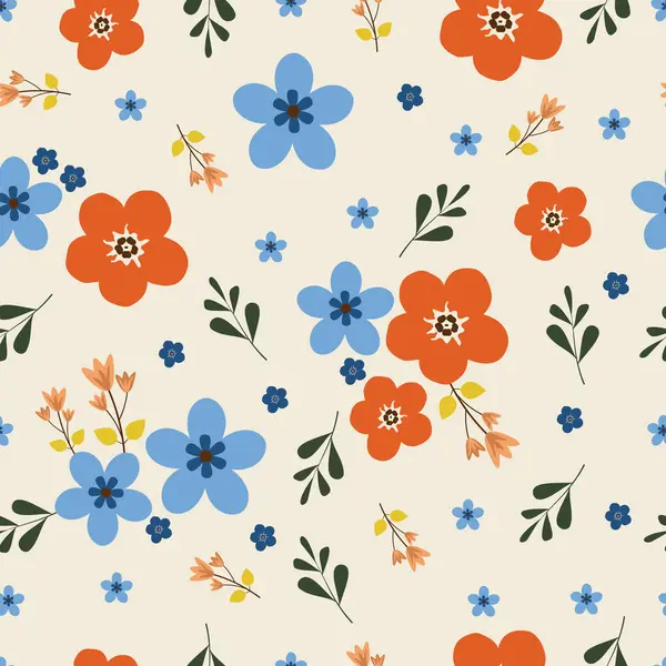Turuncu İskandinav çiçekleri, kusursuz desenli. Çiçek desenli pembe skandi çiçekleri ve yaprakları. Beyaz arkaplanda allover desenli çiçek deseni. 