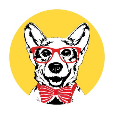 Corgi köpek yönetimi çizgi film komik vektörü