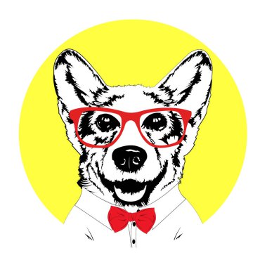 Corgi köpek yönetimi çizgi film komik vektörü