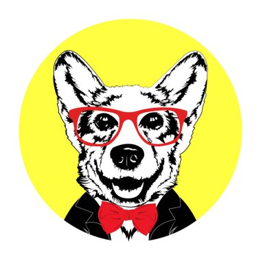Corgi köpek yönetimi çizgi film komik vektörü