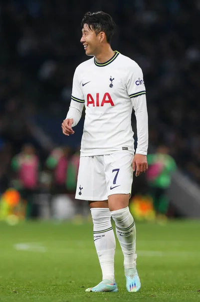 Son Heung Min Van Tottenham Hotspur Lacht Allemaal Tijdens Uefa — Stockfoto
