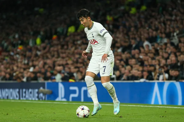 Son Heung Min Dari Tottenham Hotspur Beraksi Selama Pertandingan Liga — Stok Foto