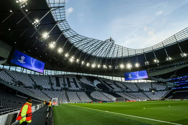 Ogólny Widok Stadionu Podczas Meczu Ligi Mistrzów Uefa Tottenham Hotspur — Zdjęcie stockowe