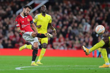 Bruno Fernandes UEFA Avrupa Ligi maçı sırasında Manchester United, 27 Ekim 202 'de Old Trafford, Manchester, İngiltere' de Şerif Tiraspol 'e karşı.