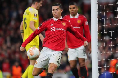 Cristiano Ronaldo UEFA Avrupa Ligi karşılaşmasında Manchester United ve Şerif Tiraspol 'e karşı Old Trafford, Manchester, İngiltere, 27 Ekim 202