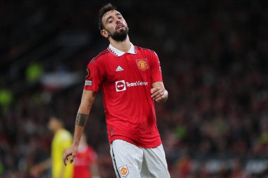 Bruno Fernandes UEFA Avrupa Ligi maçı sırasında Manchester United, 27 Ekim 202 'de Old Trafford, Manchester, İngiltere' de Şerif Tiraspol 'e karşı.