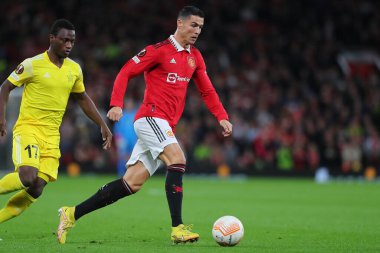 Cristiano Ronaldo UEFA Avrupa Ligi karşılaşmasında Manchester United ve Şerif Tiraspol 'e karşı Old Trafford, Manchester, İngiltere, 27 Ekim 202