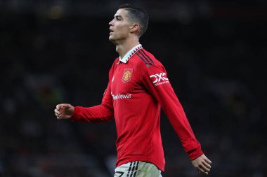 Cristiano Ronaldo UEFA Avrupa Ligi karşılaşmasında Manchester United ve Şerif Tiraspol 'e karşı Old Trafford, Manchester, İngiltere, 27 Ekim 202