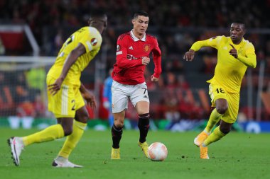 Cristiano Ronaldo UEFA Avrupa Ligi karşılaşmasında Manchester United ve Şerif Tiraspol 'e karşı Old Trafford, Manchester, İngiltere, 27 Ekim 202