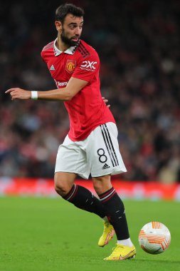 Bruno Fernandes UEFA Avrupa Ligi maçı sırasında Manchester United, 27 Ekim 202 'de Old Trafford, Manchester, İngiltere' de Şerif Tiraspol 'e karşı.