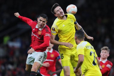 Cristiano Ronaldo ve Stjepan Radeljiç UEFA Avrupa Ligi karşılaşmasında Manchester United ve Şerif Tiraspol 'e karşı Old Trafford, Manchester, İngiltere, 27 Ekim 202