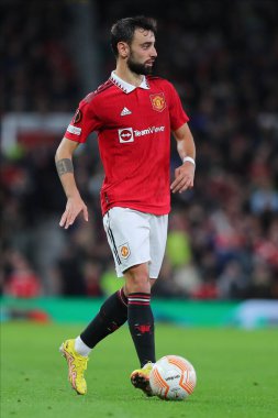 Bruno Fernandes UEFA Avrupa Ligi maçı sırasında Manchester United, 27 Ekim 202 'de Old Trafford, Manchester, İngiltere' de Şerif Tiraspol 'e karşı.