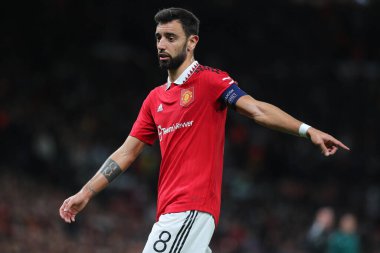 Bruno Fernandes UEFA Avrupa Ligi maçı sırasında Manchester United, 27 Ekim 202 'de Old Trafford, Manchester, İngiltere' de Şerif Tiraspol 'e karşı.