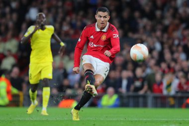 Cristiano Ronaldo UEFA Avrupa Ligi karşılaşmasında Manchester United ve Şerif Tiraspol 'e karşı Old Trafford, Manchester, İngiltere, 27 Ekim 202