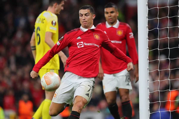 Cristiano Ronaldo Durante Partido Uefa Europa League Manchester United Sheriff — Foto de Stock