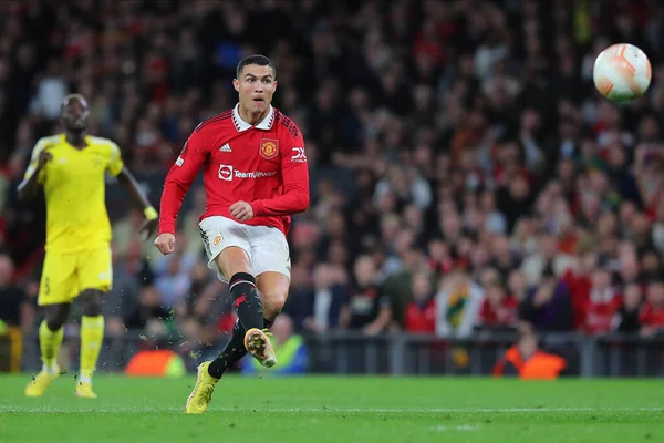 Cristiano Ronaldo Během Utkání Uefa Europa League Manchester United Sheriff — Stock fotografie