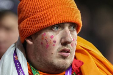 İrlanda taraftarları Rugby Ligi Dünya Kupası 2021 C Grubu karşılaşmasında Yeni Zelanda 'ya karşı İrlanda Headingley Stadyumu, Leeds, İngiltere, 28 Ekim 202