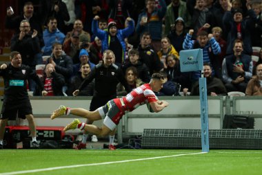 Gloucester Rugby 'den Charlie Chapman 28 Ekim 202' de Kingsholm Stadyumu 'nda oynanan Gloucester Rugby - Exeter Chiefs maçında gol attı.
