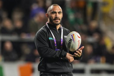 Thomas Leuluai  of the New Zealand coaching team during the Rugby League World Cup 2021 Group C match New Zealand vs Ireland at Headingley Stadium, Leeds, United Kingdom, 28th October 202 clipart