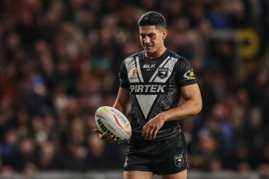 Yeni Zelandalı Dylan Brown, Rugby Ligi Dünya Kupası 2021 C Grubu maçında New Zealand 'a karşı İrlanda Headingley Stadyumu, Leeds, Birleşik Krallık, 28 Ekim 202