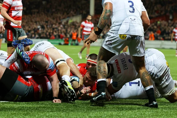 Ruan Ackermann Captain Gloucester Rugby Scores Try Gallagher Premiership Match — Stock Photo, Image