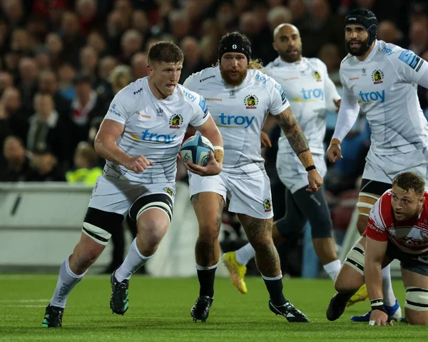 Jacques Vermeulen Exeter Chiefs Bursts Opposition Try Line Gallagher Premiership — Stock Photo, Image