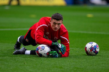 Middlesborough 'dan Liam Roberts 29 Ekim 202' de İngiltere 'nin Deepdale kentinde oynanan Preston North End-Middlesbrough maçında ısınıyor.