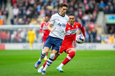 Preston North End 'den Jordan Storey 29 Ekim 202' de Deepdale, Preston, İngiltere 'de oynanan Preston North End-Middlesbrough maçında...