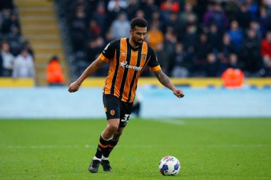 Hull City 'den Cyrus Christie # 33, 29 Ekim 202' de Hull City 'nin MKM Stadyumu' nda Blackburn Rovers 'a karşı oynadığı maçta.