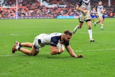İngiltere 'den Mike McMeeken, 29 Ekim 202' de Bramall Lane, Sheffield, Birleşik Krallık 'ta oynanan 2021 Dünya Rugby Ligi karşılaşmasında sahaya çıkıyor.