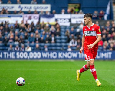 Middlesborough 'dan Ryan Giles 29 Ekim 202' de Deepdale, Preston 'da Preston North End' e karşı oynanan Gökyüzü İddia Şampiyonası maçında...