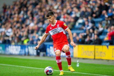 Middlesborough 'dan Ryan Giles 29 Ekim 202' de Deepdale, Preston 'da Preston North End' e karşı oynanan Gökyüzü İddia Şampiyonası maçında...