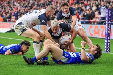 İngiltere 'den Ryan Hall, İngiltere' nin 29 Ekim 202 'de Bramall Lane, Sheffield, İngiltere' de oynadığı Rugby Ligi Dünya Kupası 2021 karşılaşmasında tekrar sahaya çıkıyor.